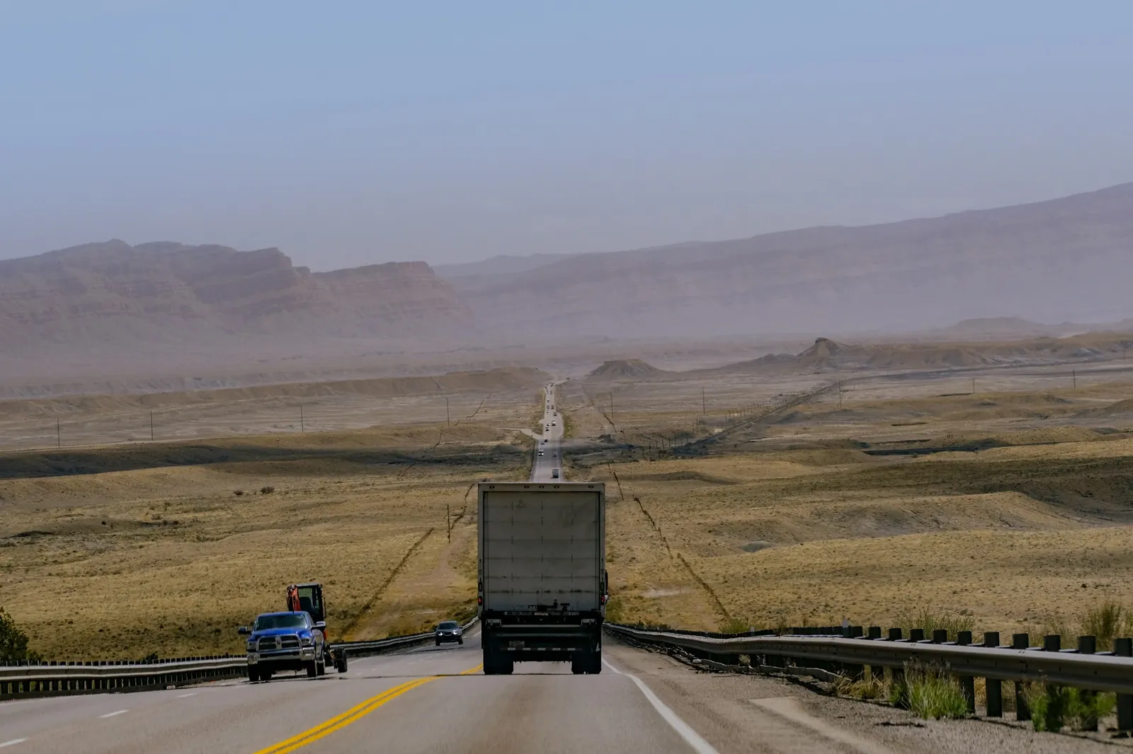 Heavy trucks on a highway